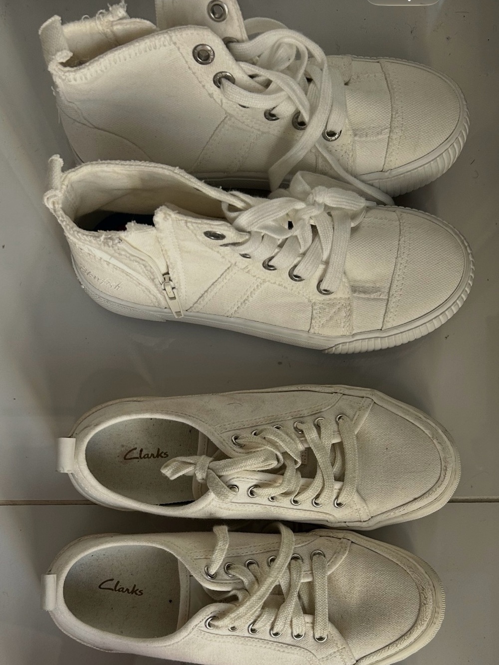 Clarks Kids White Canvas High-Top and Low-Top Sneakers